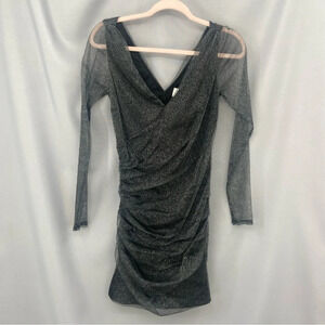 Mark & James by Badgley Mischka Ruched Long Sheer Sleeve Dress Size Small